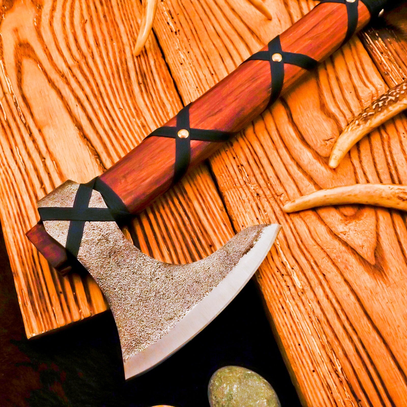 Handcrafted beautiful artisan Axe - Hand Forged Viking Axe with Leather Sheath