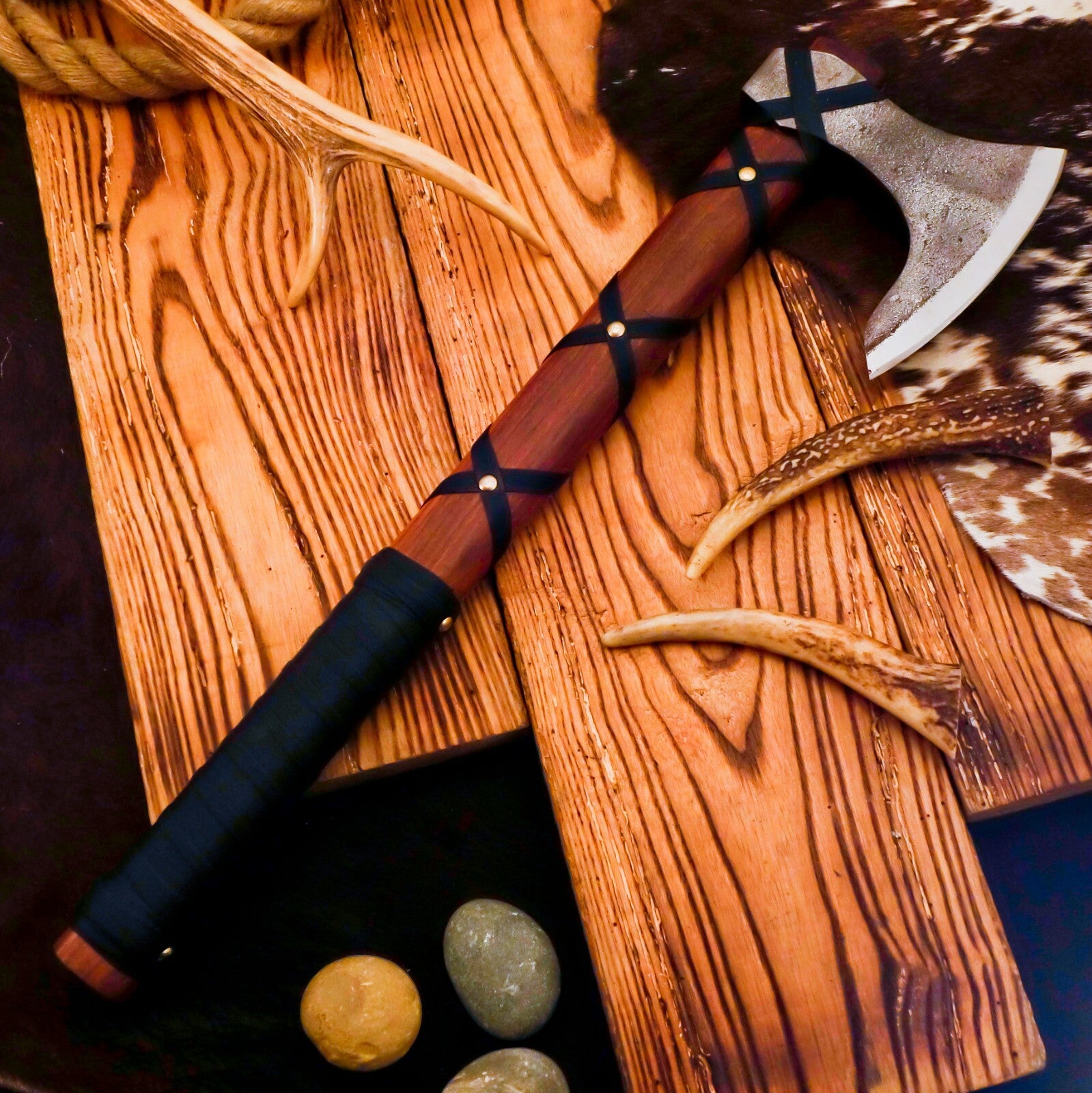 Handcrafted beautiful artisan Axe - Hand Forged Viking Axe with Leather Sheath