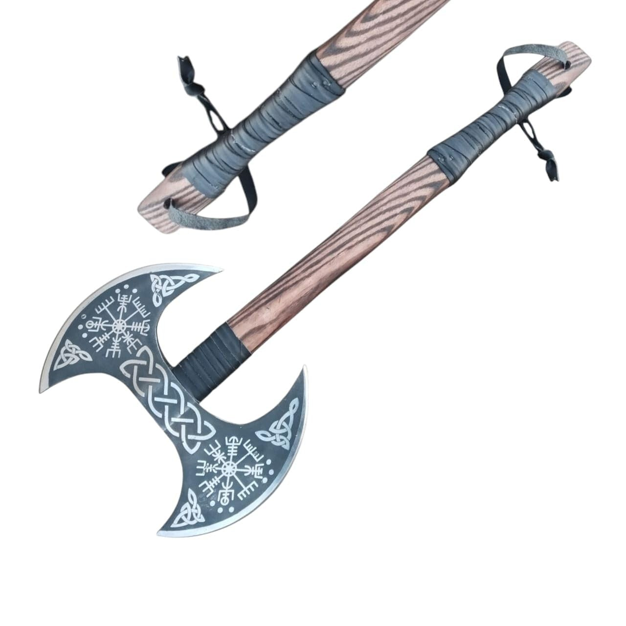 Handmade 27" Double Headed Viking Axe | Forged Carbon Steel Norse Axe Gift