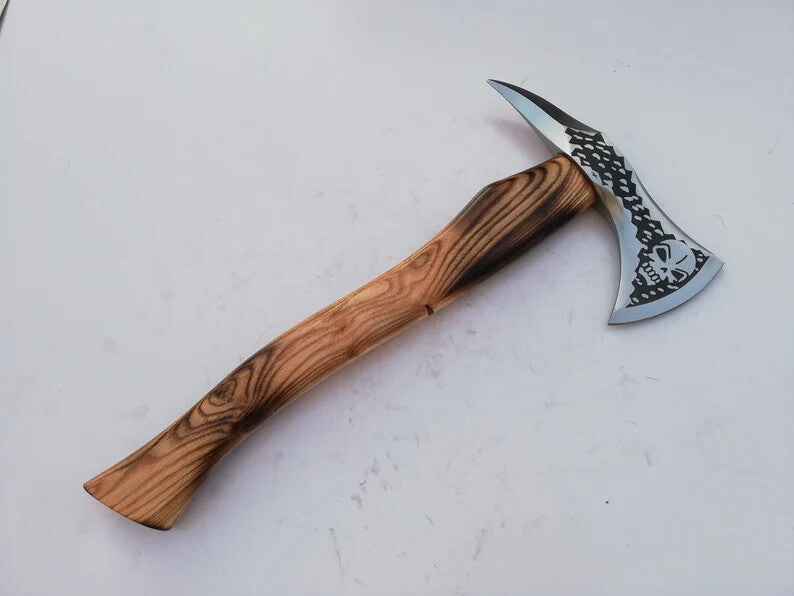 CUSTOM HANDMADE HIGH CARBON STEEL VIKING BEARDED HATCHET HUNTING TOMAHAWK AXE