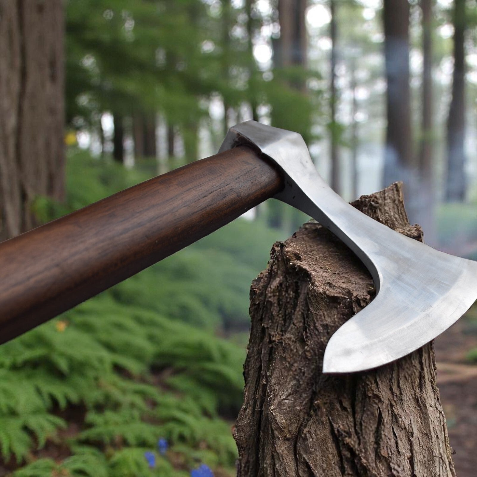 Hand Forged Medieval High Carbon Steel Polish Axe Head With 24inches Wood Handle