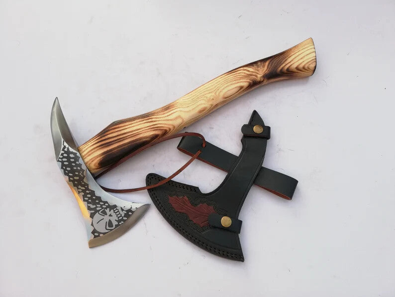 CUSTOM HANDMADE HIGH CARBON STEEL VIKING BEARDED HATCHET HUNTING TOMAHAWK AXE