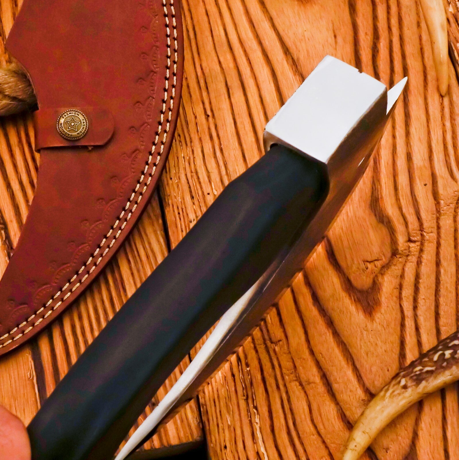 Handmade Pizza Cutter with Leather Sheath - Viking Pizza Cutter For Chef Gift for him