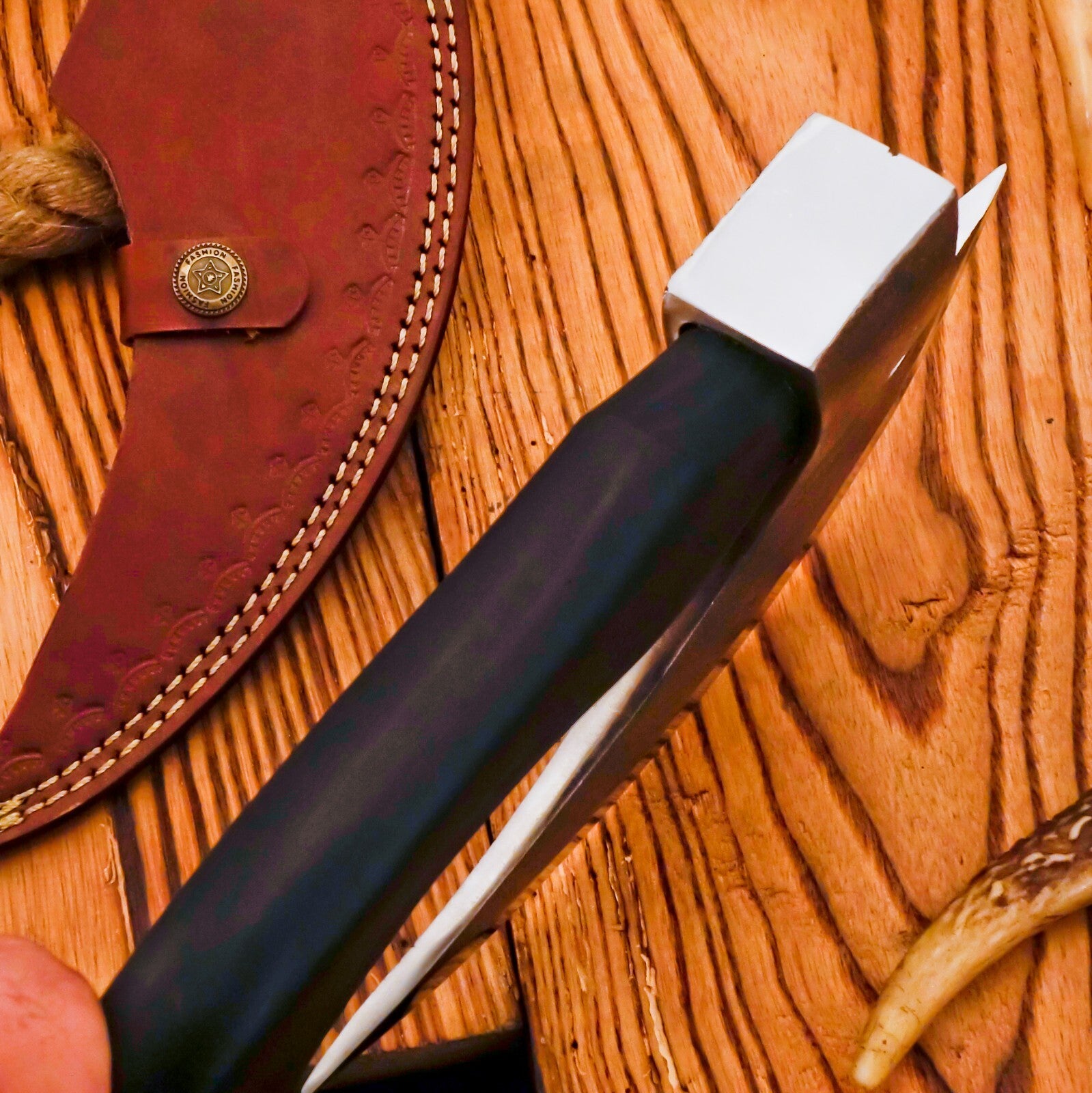 Handmade Pizza Cutter with Leather Sheath - Viking Pizza Cutter For Chef Gift for him
