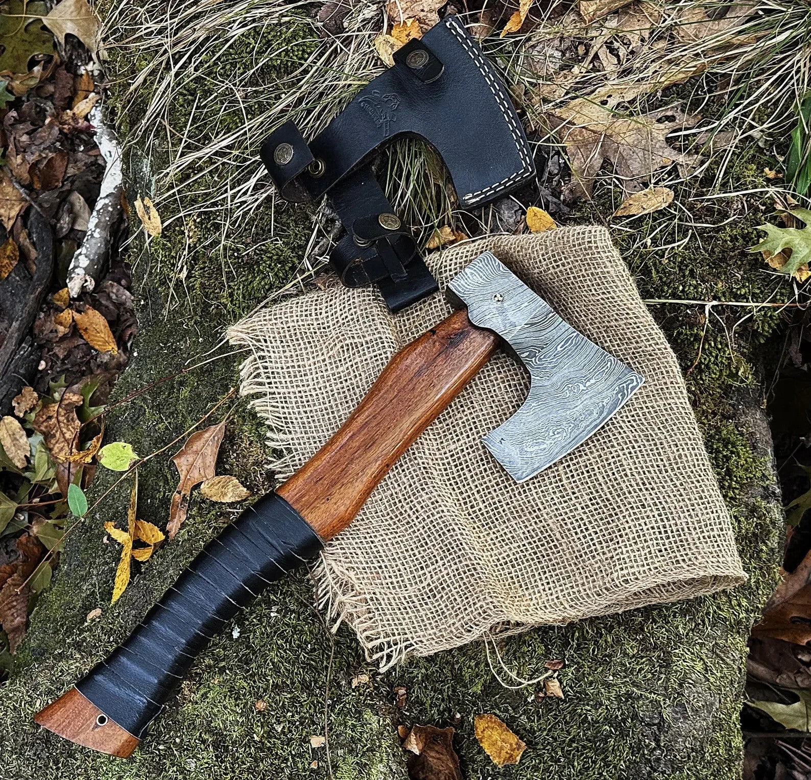 Hand-Forged Damascus Steel Axes – Perfect Groomsmen Gifts, Personalized Axe