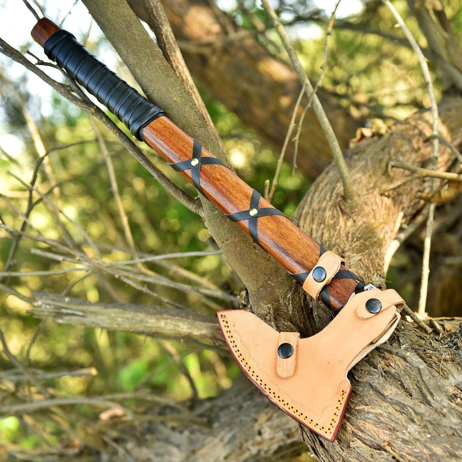 Custom Handmade Viking Axe | Engraved Carbon Steel Blade 18" | Battle Axe +Cover