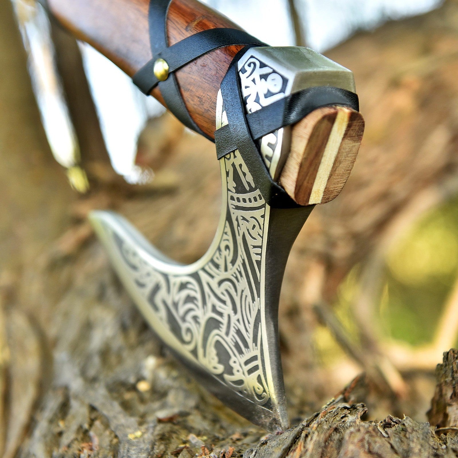 Custom Handmade Viking Axe | Engraved Carbon Steel Blade 18" | Battle Axe +Cover