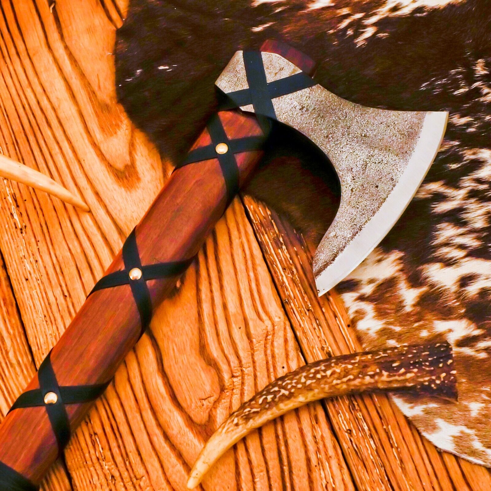 Handcrafted beautiful artisan Axe - Hand Forged Viking Axe with Leather Sheath