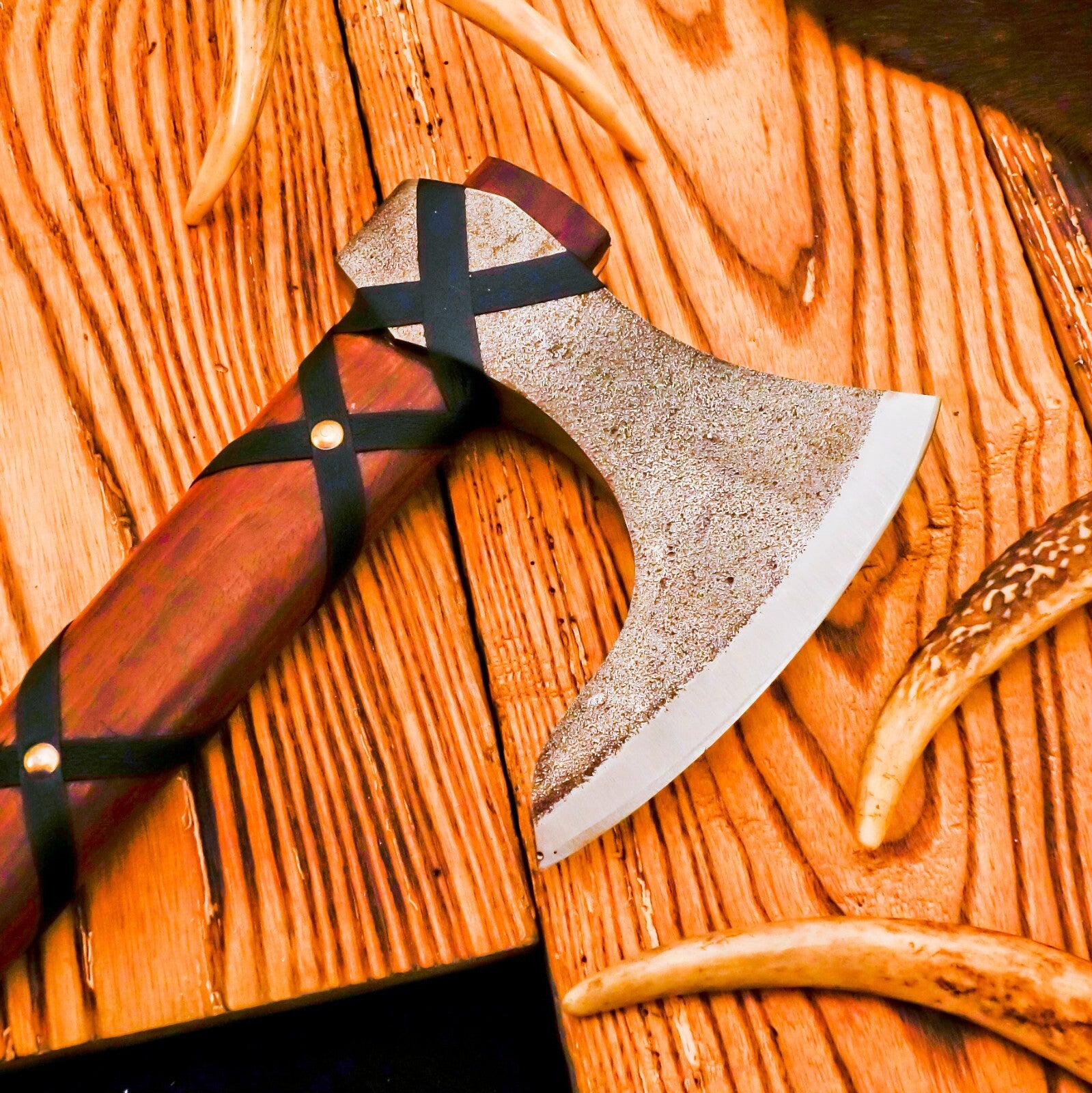 Handcrafted beautiful artisan Axe - Hand Forged Viking Axe with Leather Sheath