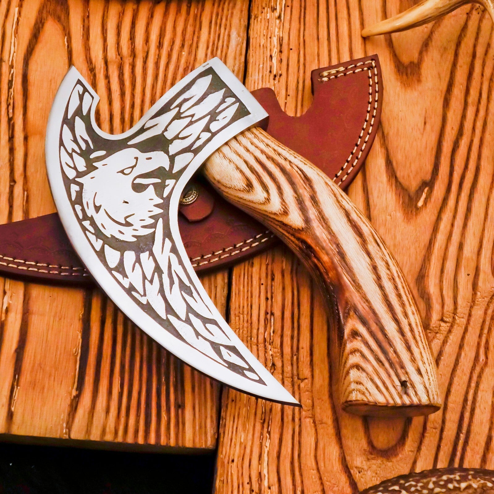 Handcrafted Viking Pizza Cutter - Handmade Pizza Cutter Alaskan Pizza Cutter with Sheath