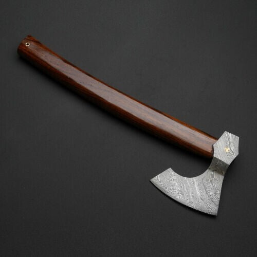 CUSTOM HANDMADE DAMASCUS STEEL VIKING HATCHET TOMAHAWK HUNTING TACTICAL AXE ME-6