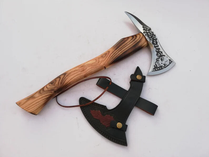 CUSTOM HANDMADE HIGH CARBON STEEL VIKING BEARDED HATCHET HUNTING TOMAHAWK AXE