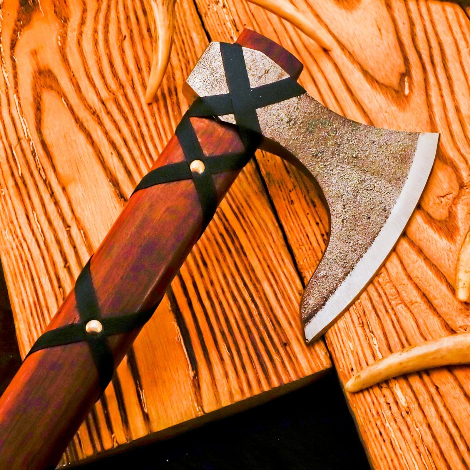 Handcrafted beautiful artisan Axe - Hand Forged Viking Axe with Leather Sheath
