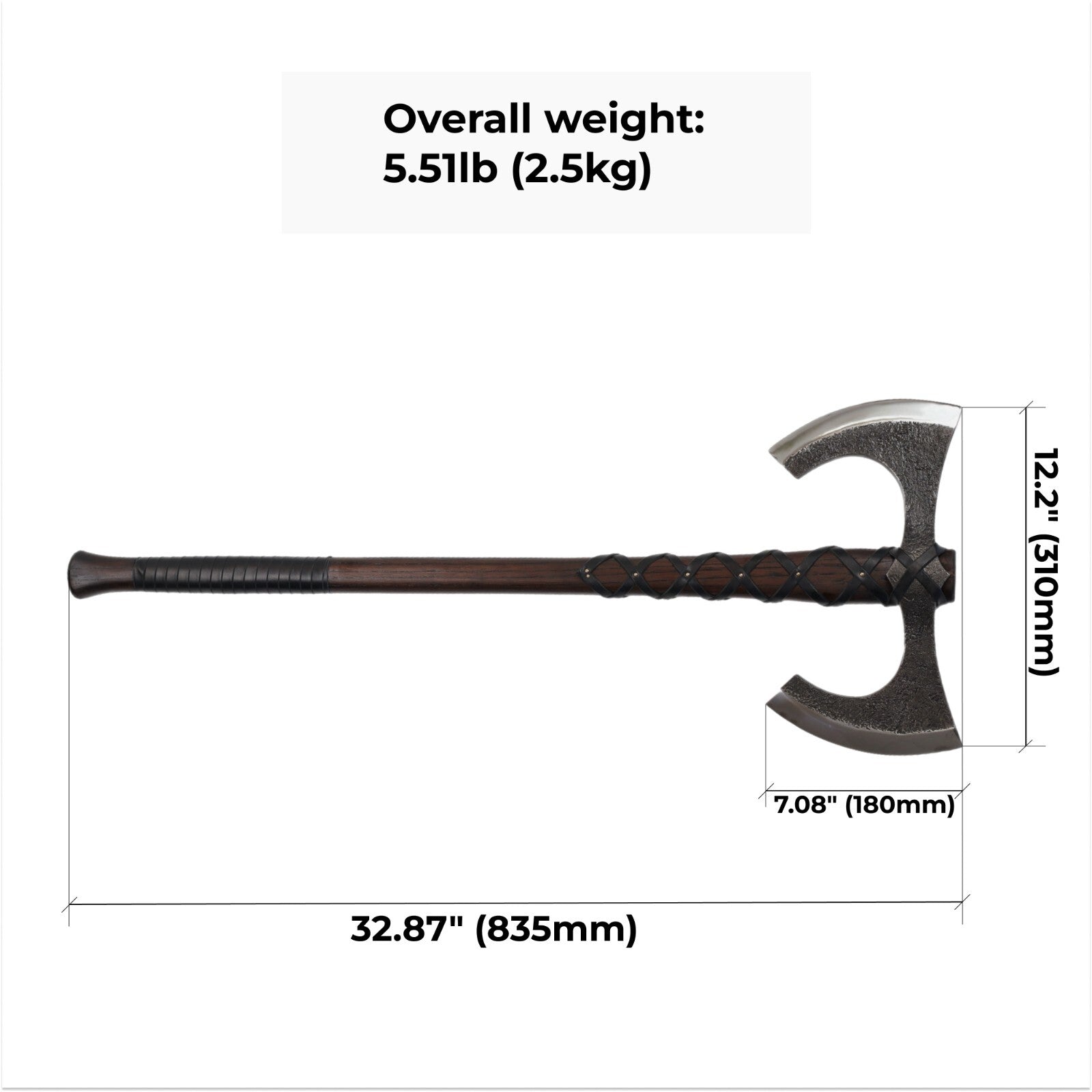 Viking  Double-Edged Battle Axe – Hand-Forged 1066 carbon steel 32.87" 4.18 lb ME-10