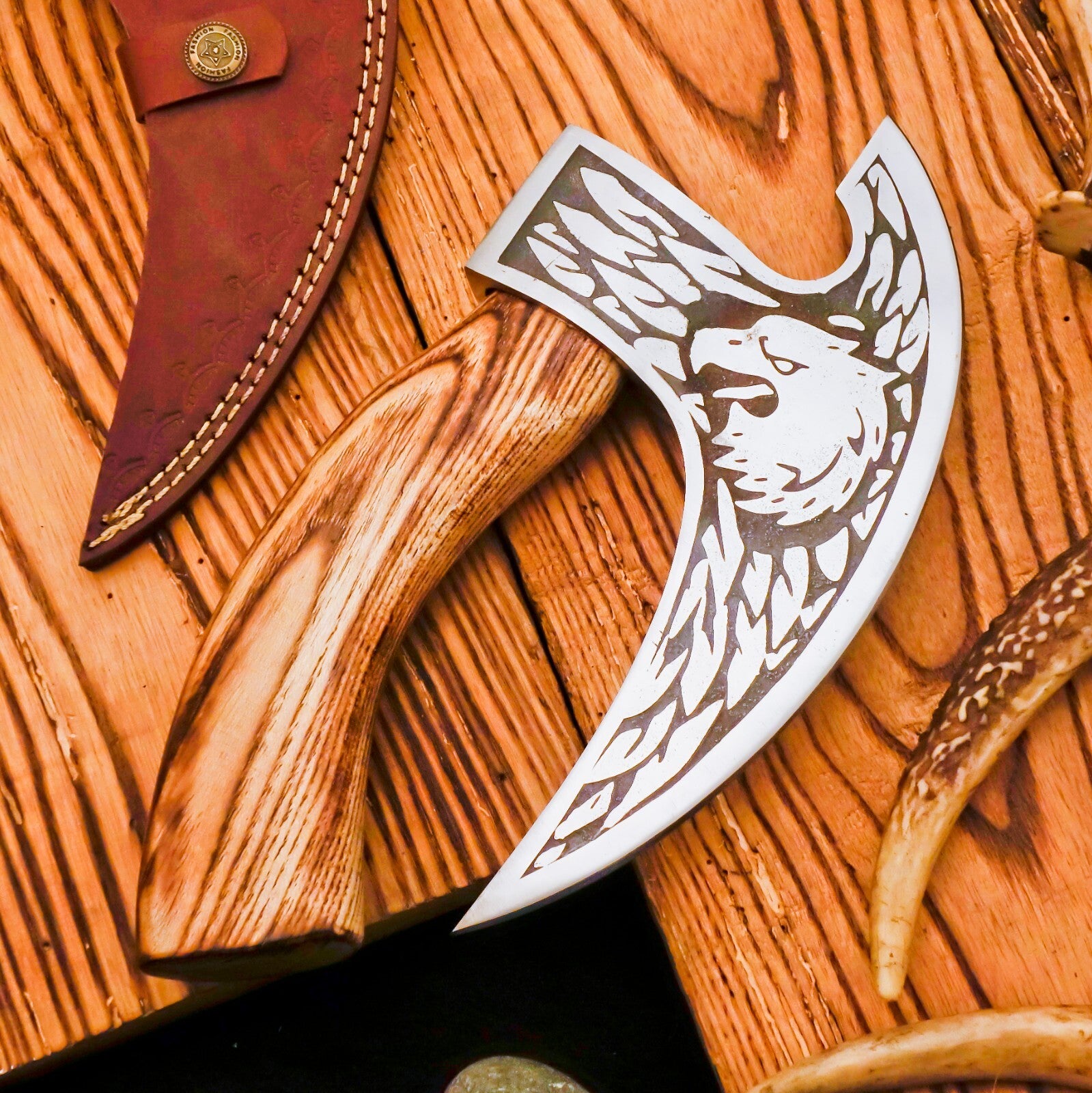 Handcrafted Viking Pizza Cutter - Handmade Pizza Cutter Alaskan Pizza Cutter with Sheath