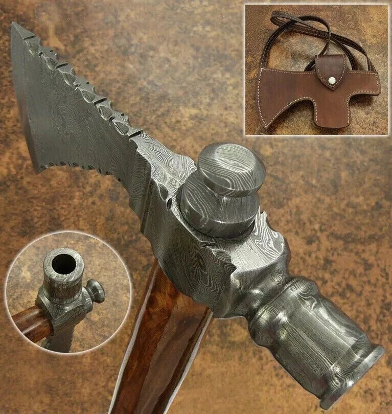 Pipe Axe Handmade Damascus Steel Axe - Unique Tomahawk Axe for Cigar Lover ME-3