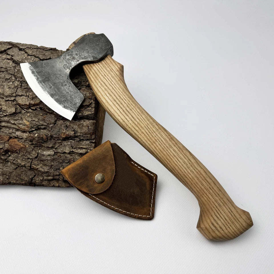 Carving Axe – Hand-Forged 52100 Steel, Ash Handle, Sheath, Ready to Use ME-1