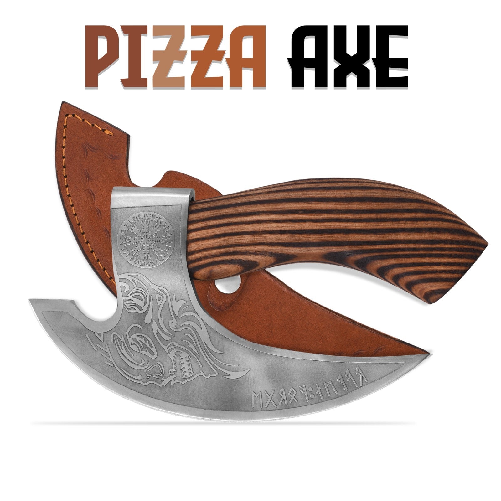 Viking Pizza Axe Stainless Steel Hand Forged Viking Pizza Axe Rose Wood Handle