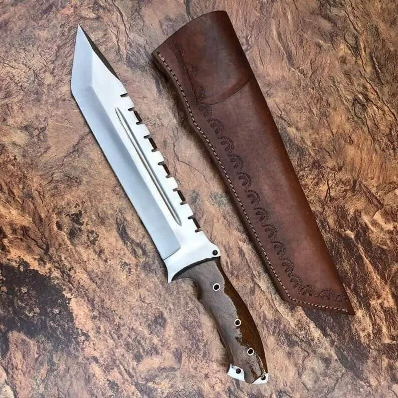 Custom Handmade Carbon Steel Full Tang Bowie Knife Hunting Camping Knife