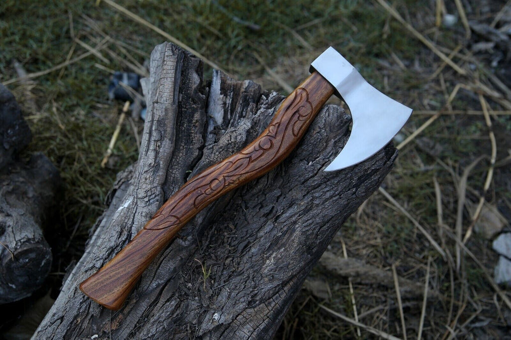 CUSTOM HANDMADE HIGH CARBON STEEL VIKING HATCHET TOMAHAWK HUNTING TACTICAL AXE ME-5