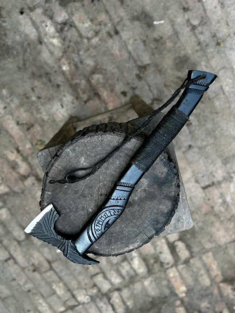 Custom HandCraft Functional Sharp Viking Hatchet Axe with Leather Sheath