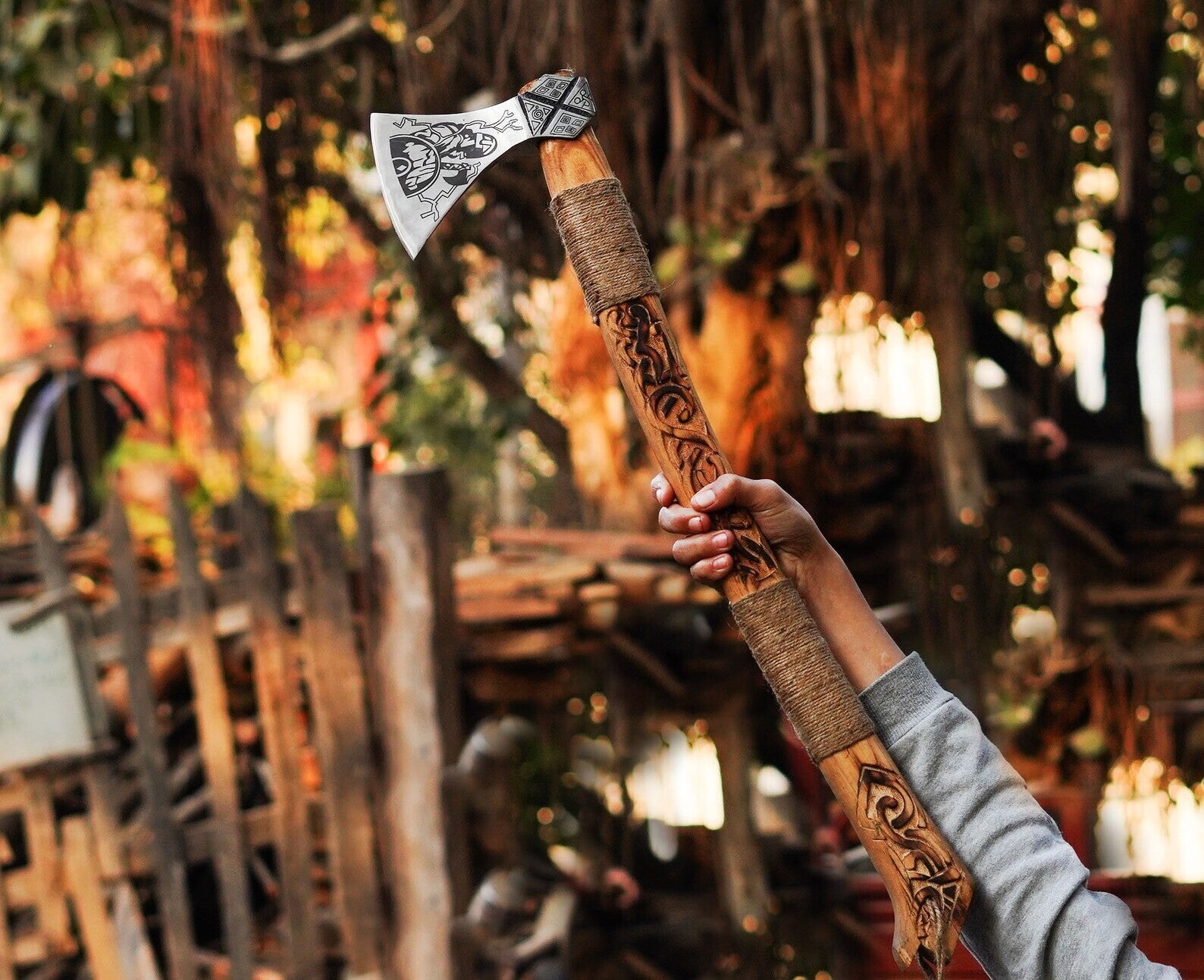 Custom Gift Hand Forged Carbon Steel VIKING AXE Nordic Axe - camping Axe