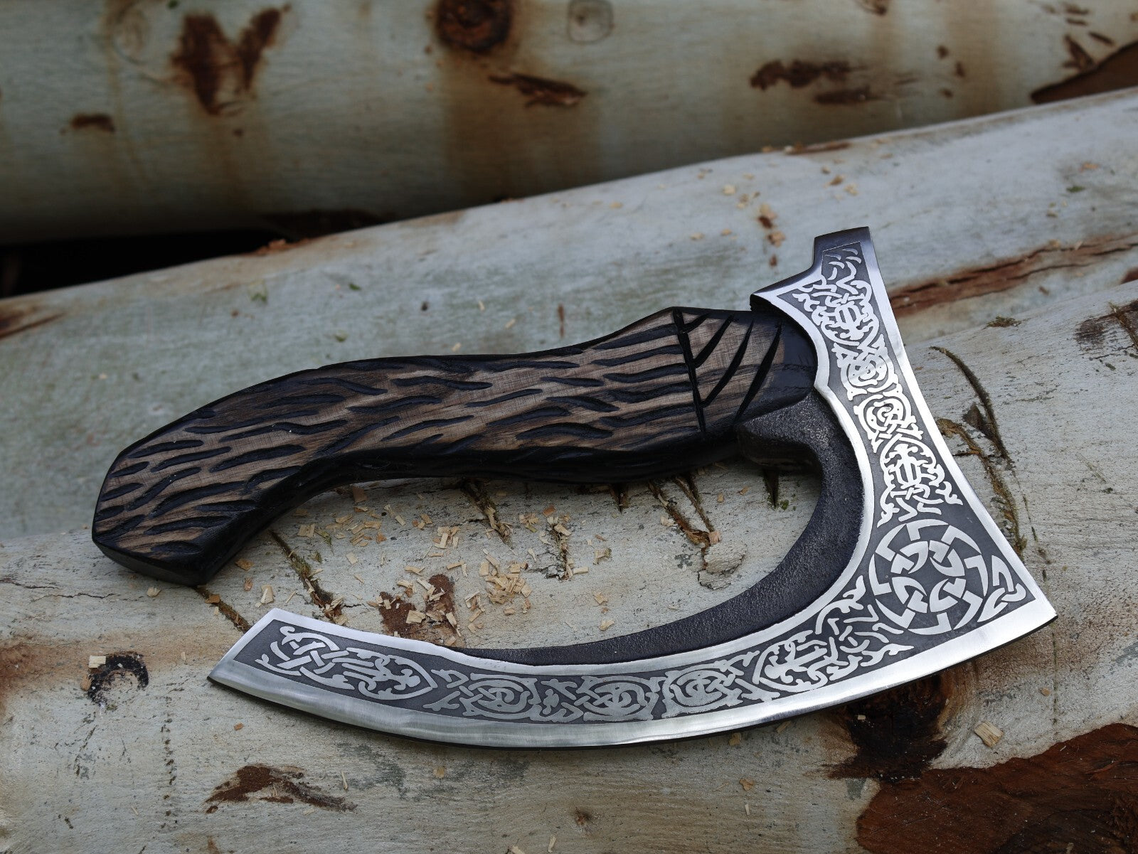 13"Pizza Cutter Axe Custom Handmade Carbon Steel Blade Viking Axe with Leather Sheath