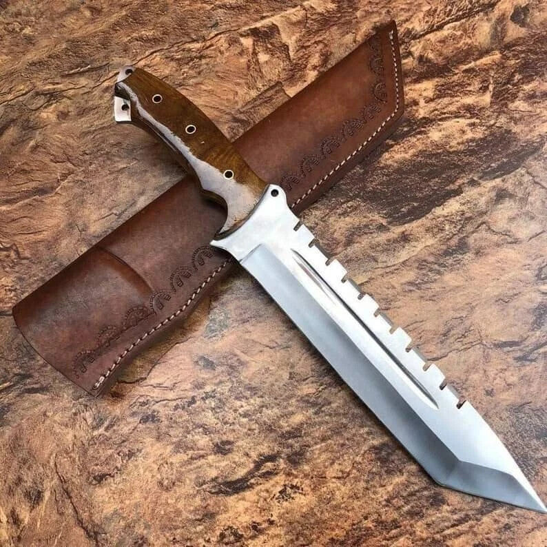 Custom Handmade Carbon Steel Full Tang Bowie Knife Hunting Camping Knife