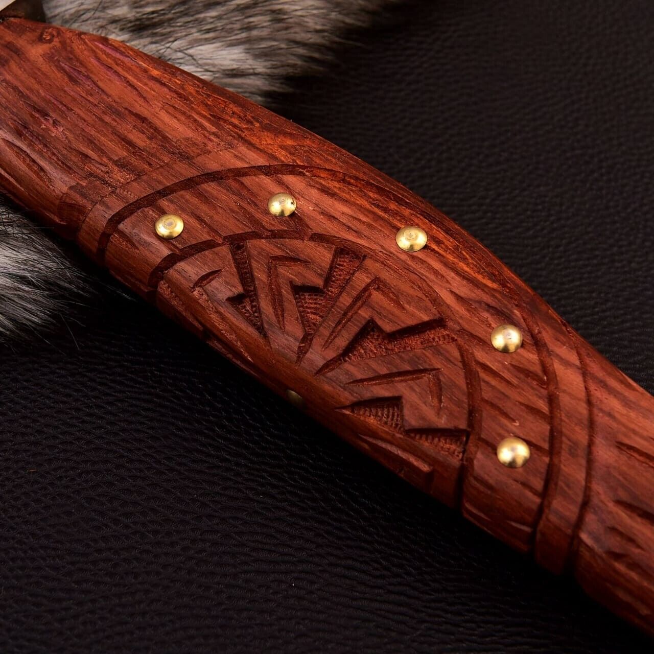 Custom Engraved Viking Axe - Forged Bearded Axe with Engraved Handle, High Carbon Steel Axe