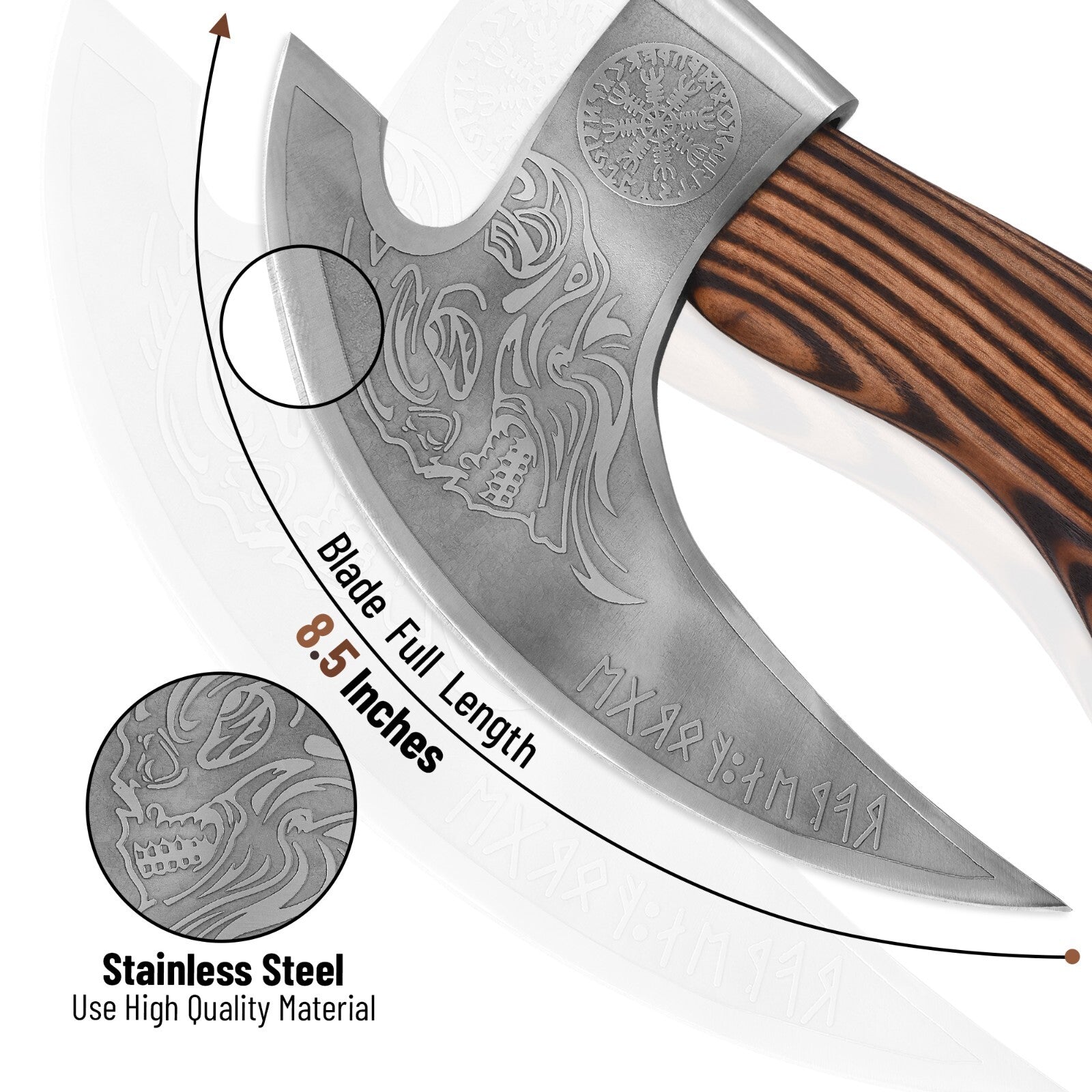 Viking Pizza Axe Stainless Steel Hand Forged Viking Pizza Axe Rose Wood Handle