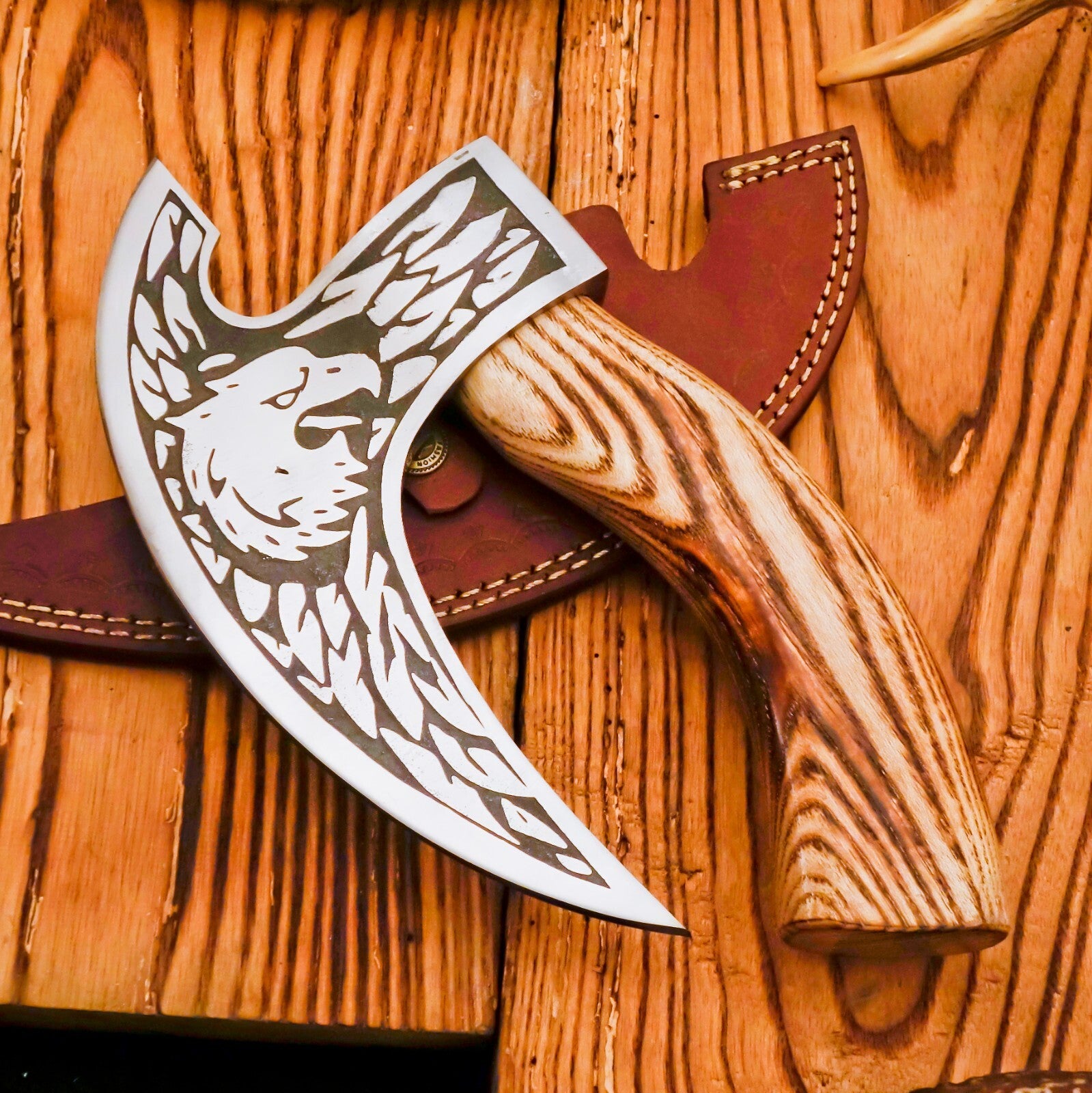 Handcrafted Viking Pizza Cutter - Handmade Pizza Cutter Alaskan Pizza Cutter with Sheath