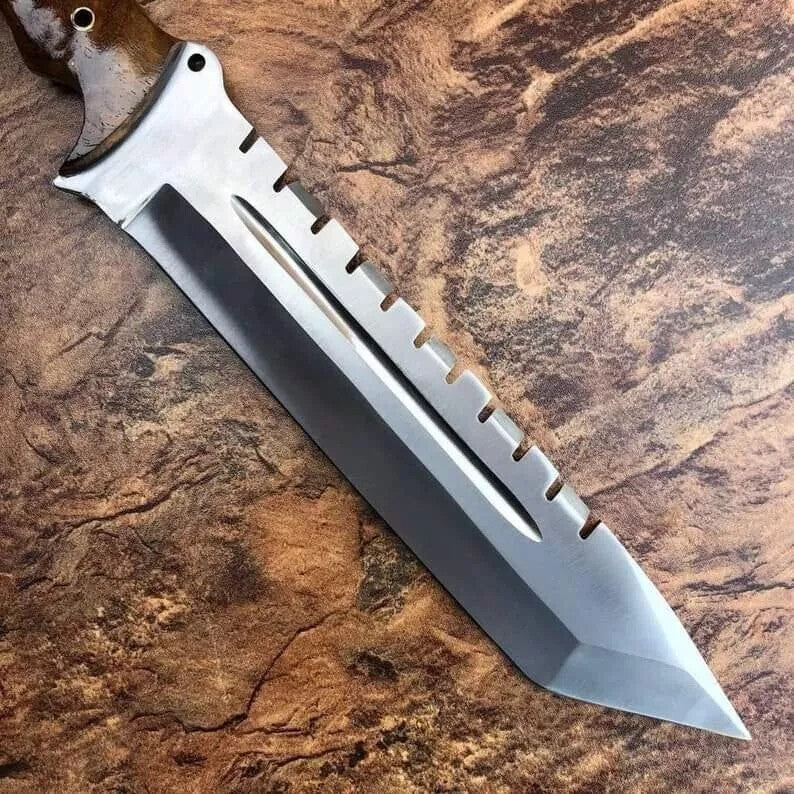 Custom Handmade Carbon Steel Full Tang Bowie Knife Hunting Camping Knife