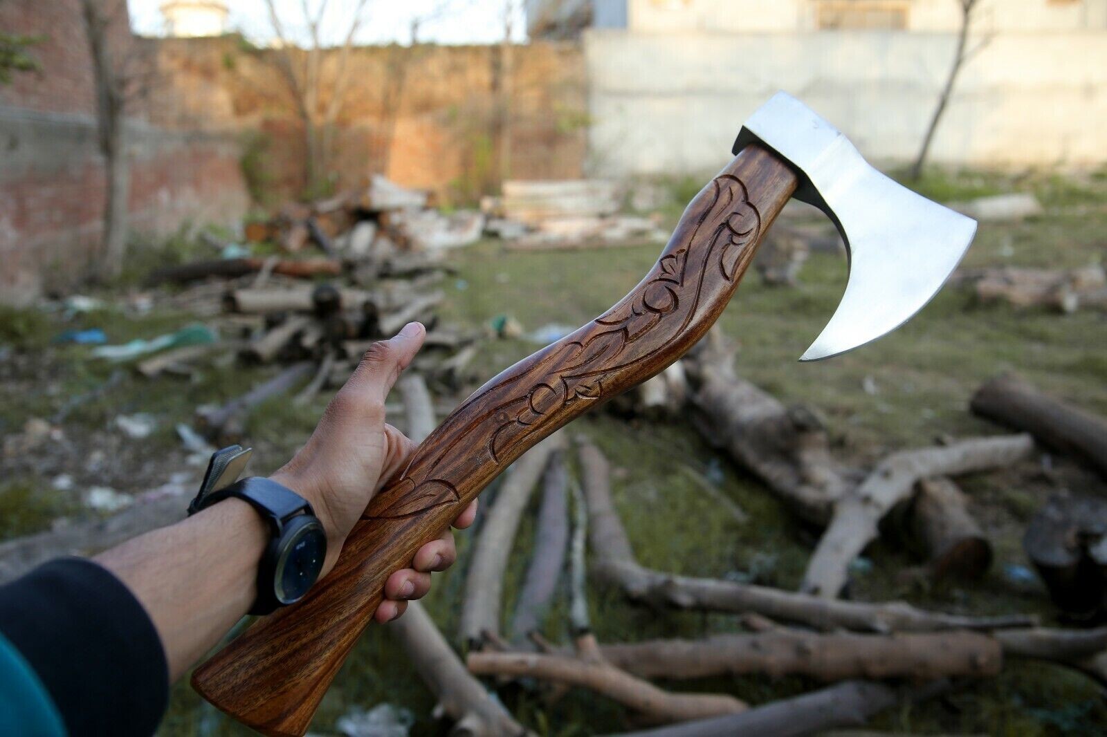 CUSTOM HANDMADE HIGH CARBON STEEL VIKING HATCHET TOMAHAWK HUNTING TACTICAL AXE ME-5