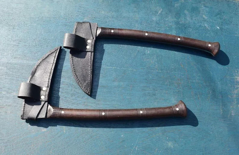Custom Handmade Carbon Steel Blade Pair Of Kama Axes - Hunting Axe Camping