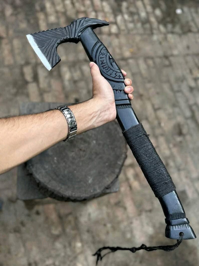 Custom HandCraft Functional Sharp Viking Hatchet Axe with Leather Sheath