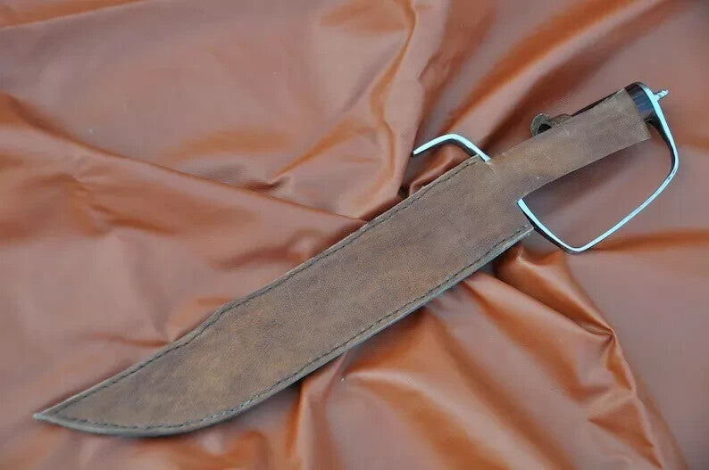 Custom Handmade Carbon Steel D-Guard Bowie Knife Hunting Survival Knife W/Sheath