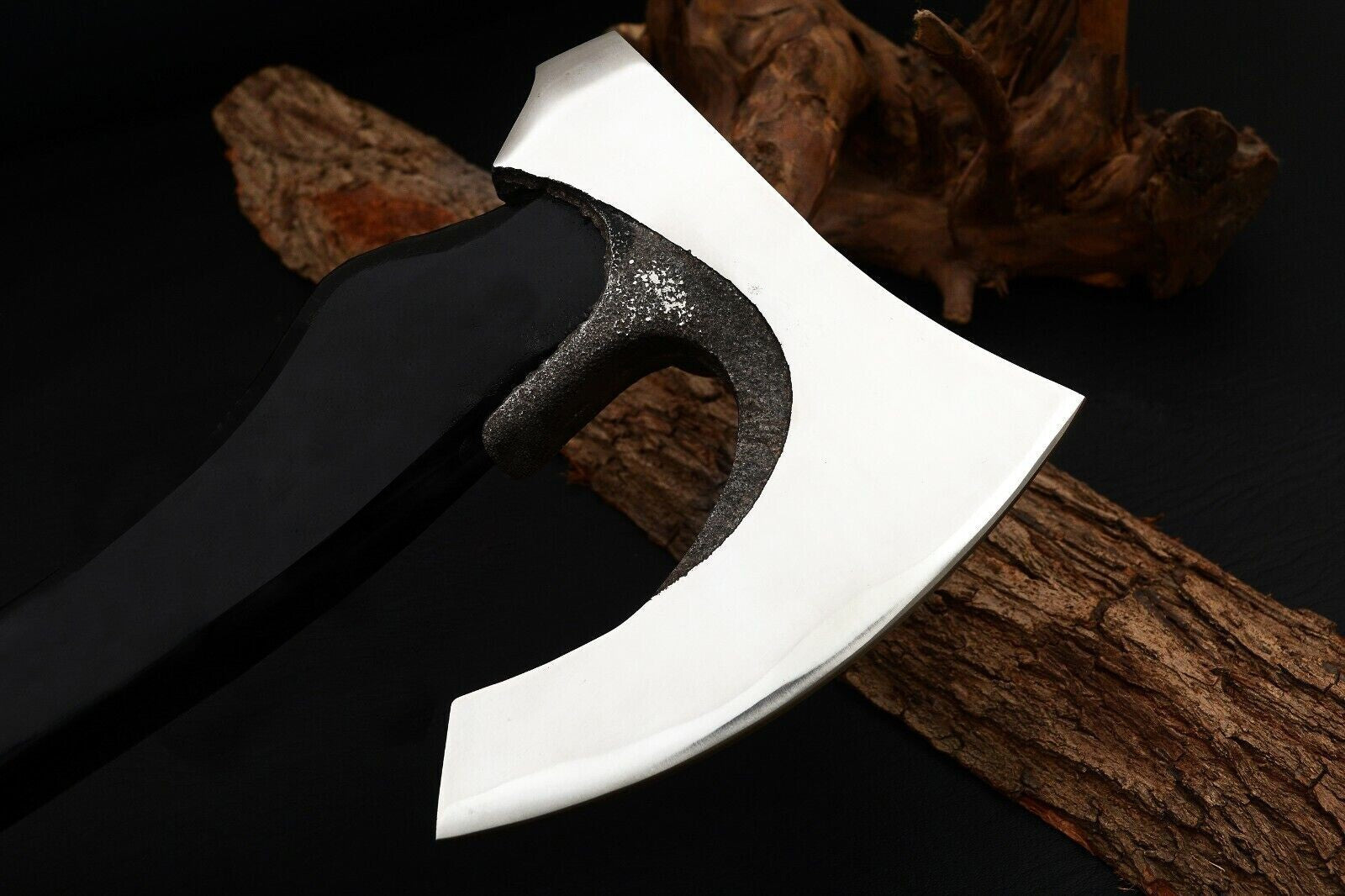 CUSTOM HAND FORGED CARBON STEEL HIGH POLISH VIKING BEARDED HATCHET TOMAHAWK AXE