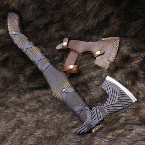 2 CUSTOM HAND MADE CARBON STEEL HUNTING VIKING TOMAHAWK HATCHETS AXE BEST GIFT