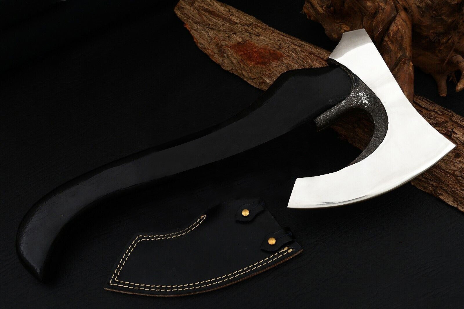 CUSTOM HAND FORGED CARBON STEEL HIGH POLISH VIKING BEARDED HATCHET TOMAHAWK AXE