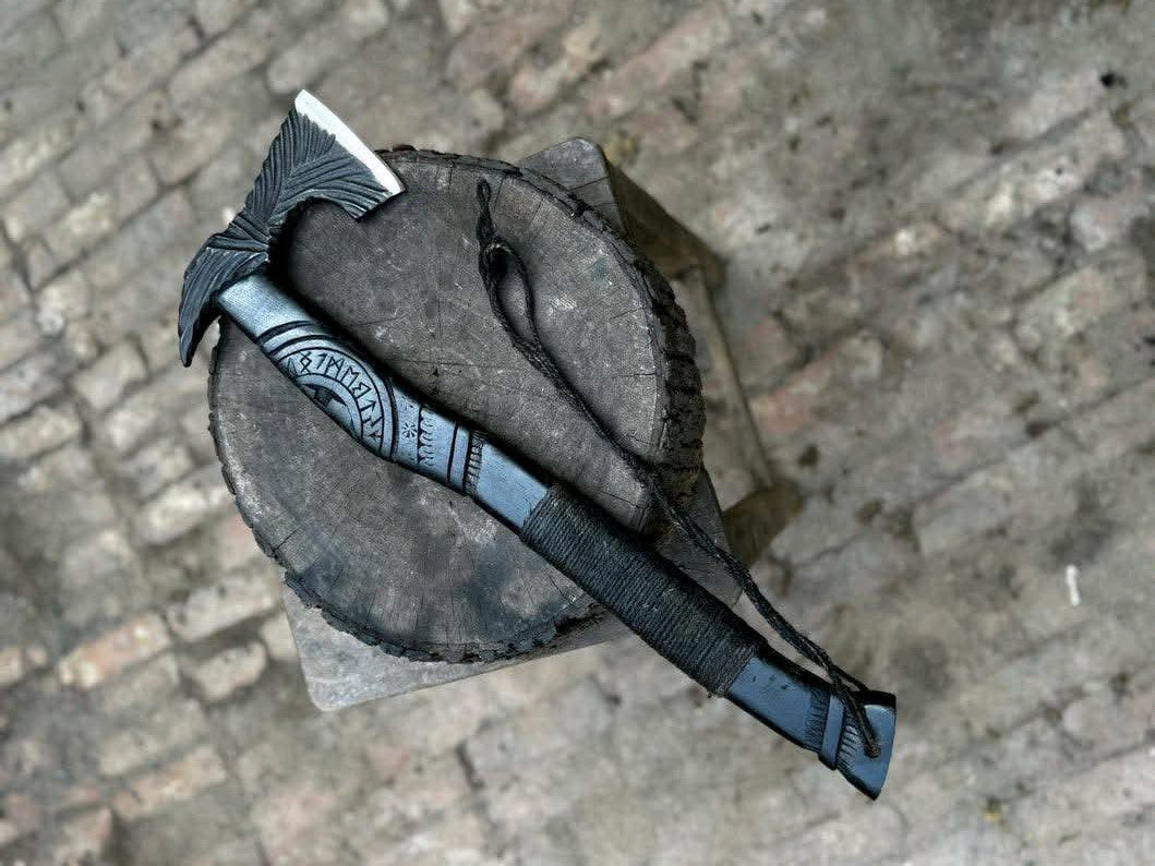 Custom HandCraft Functional Sharp Viking Hatchet Axe with Leather Sheath