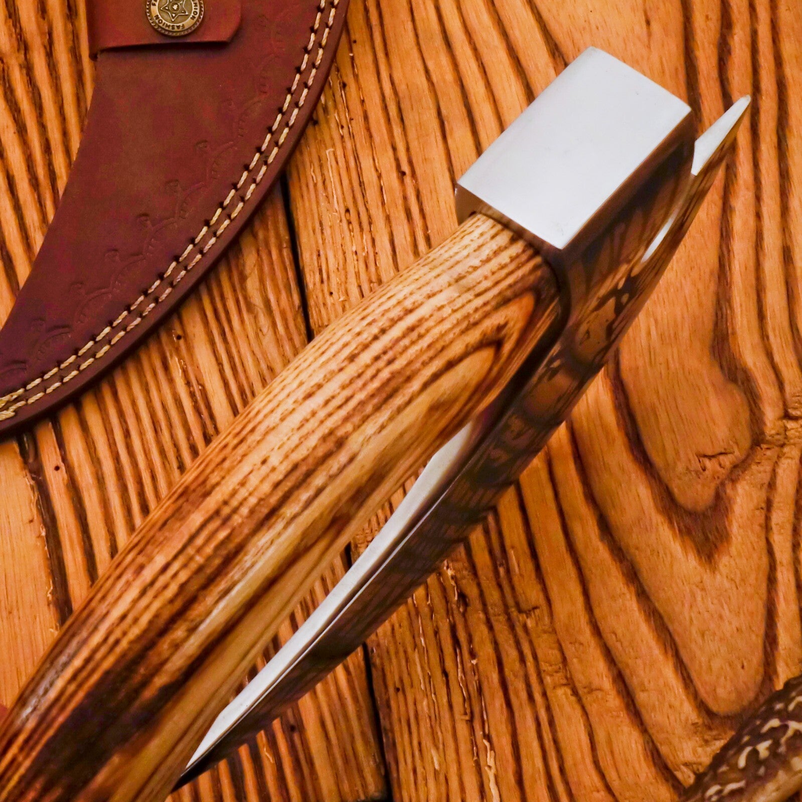 Handcrafted Viking Pizza Cutter - Handmade Pizza Cutter Alaskan Pizza Cutter with Sheath