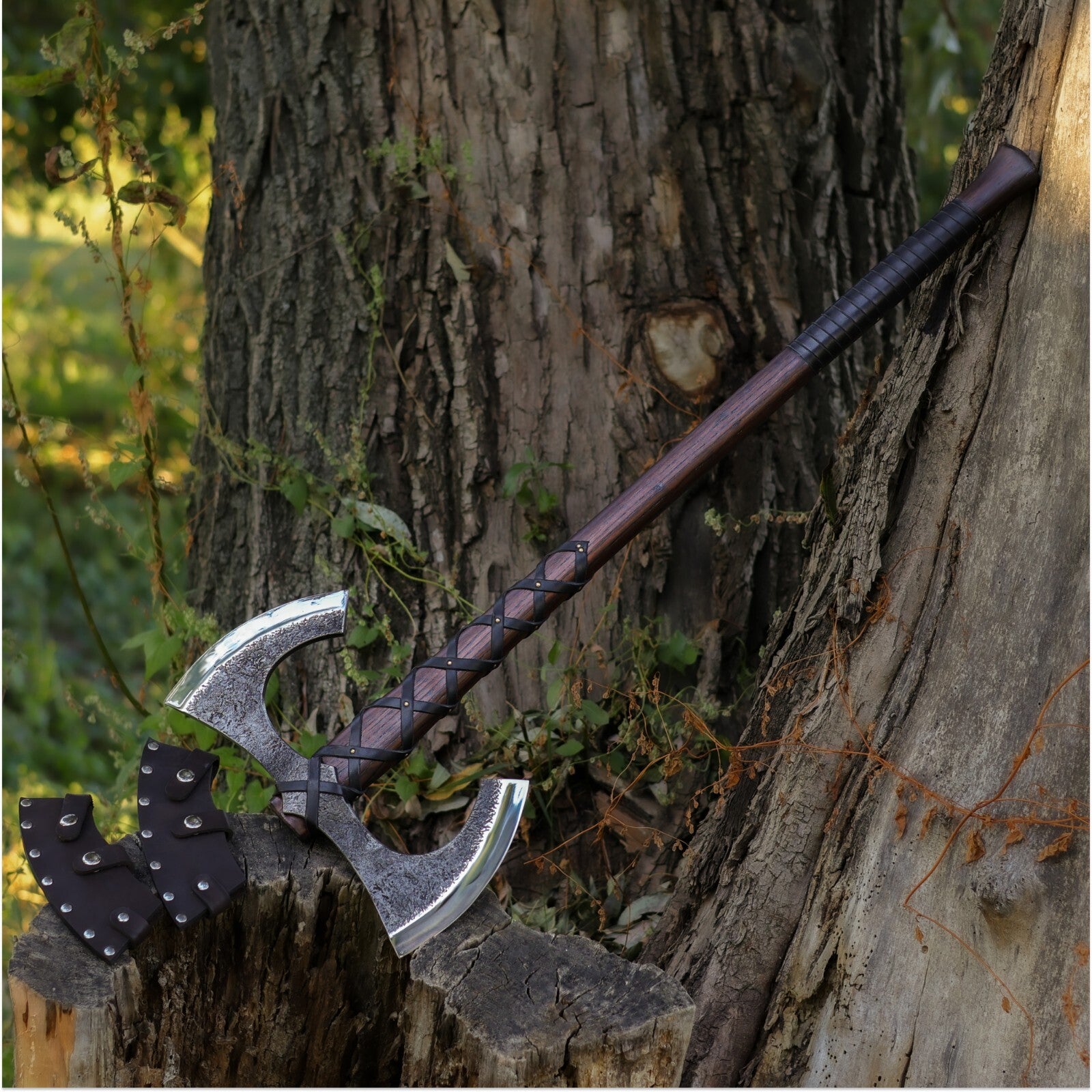 Viking  Double-Edged Battle Axe – Hand-Forged 1066 carbon steel 32.87" 4.18 lb ME-10