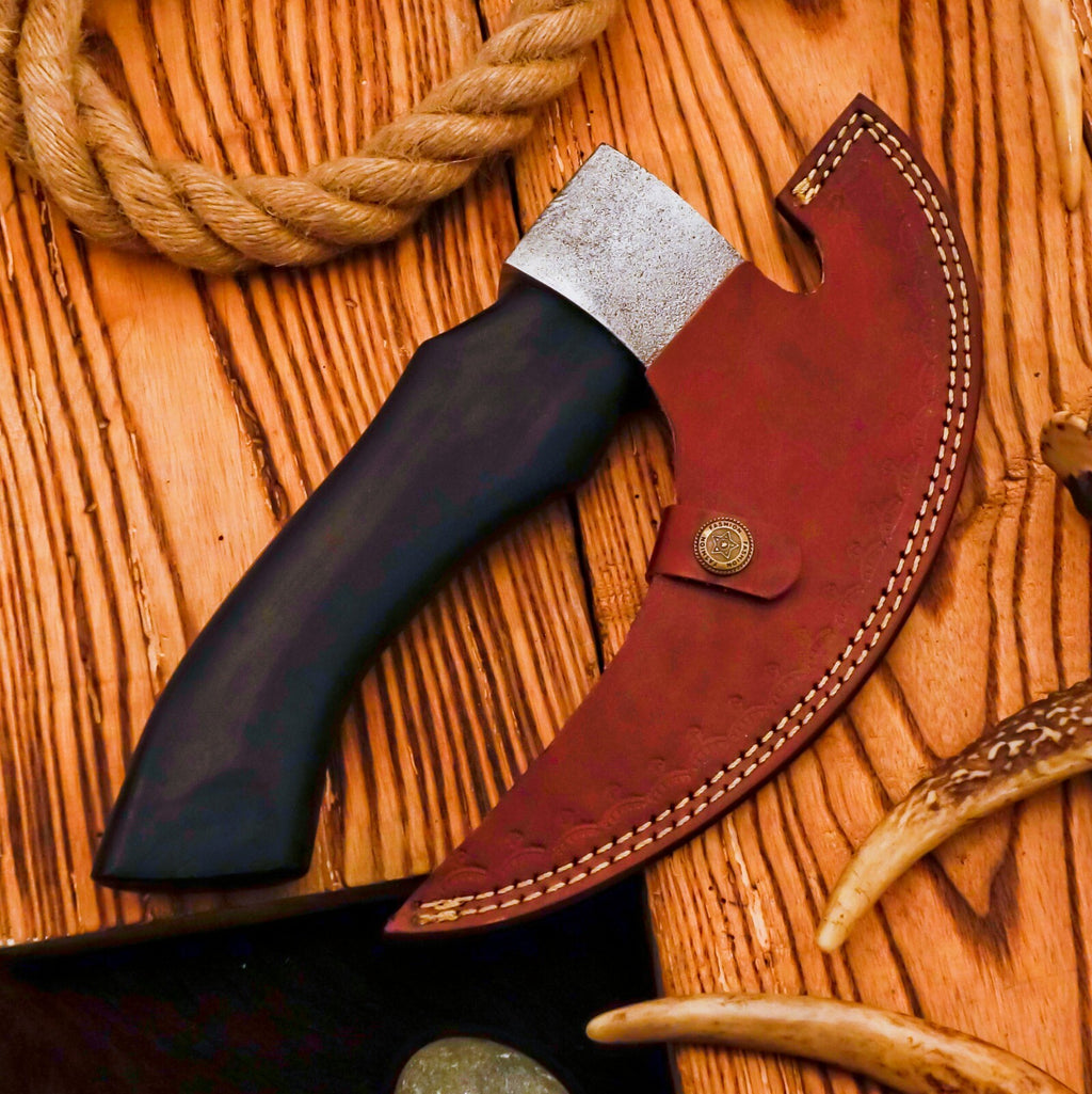 Handmade Pizza Cutter with Leather Sheath - Viking Pizza Cutter For Chef Gift for him