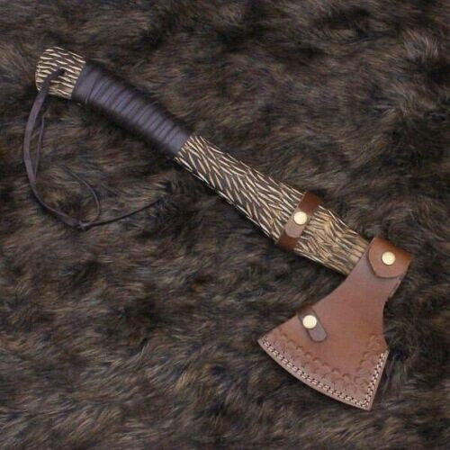 2 CUSTOM HAND MADE CARBON STEEL HUNTING VIKING TOMAHAWK HATCHETS AXE BEST GIFT