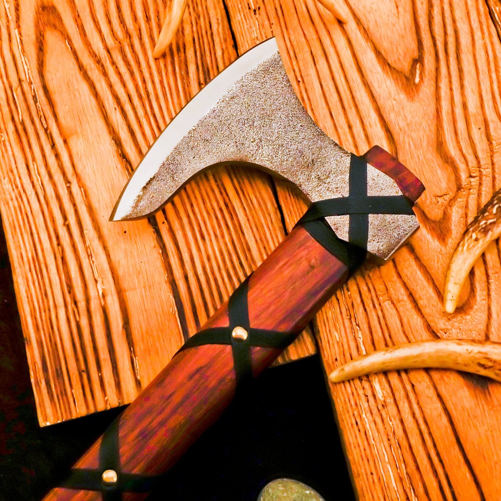Handcrafted beautiful artisan Axe - Hand Forged Viking Axe with Leather Sheath