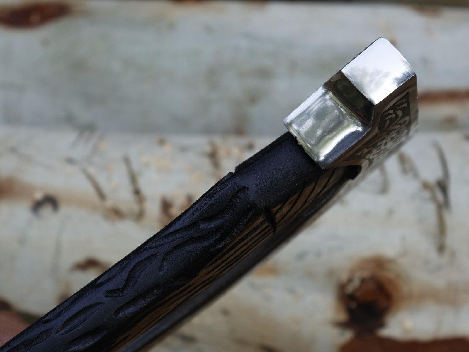 13"Pizza Cutter Axe Custom Handmade Carbon Steel Blade Viking Axe with Leather Sheath