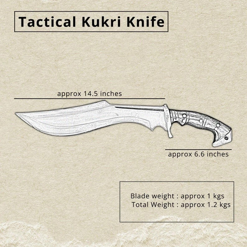 Custom Handmade Carbon Steel Tactical Kukri Knife Hunting Camping Knife