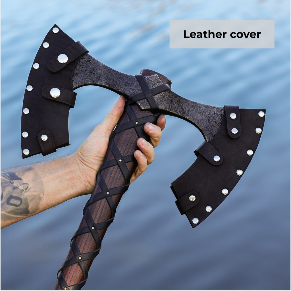 Viking  Double-Edged Battle Axe – Hand-Forged 1066 carbon steel 32.87" 4.18 lb ME-10
