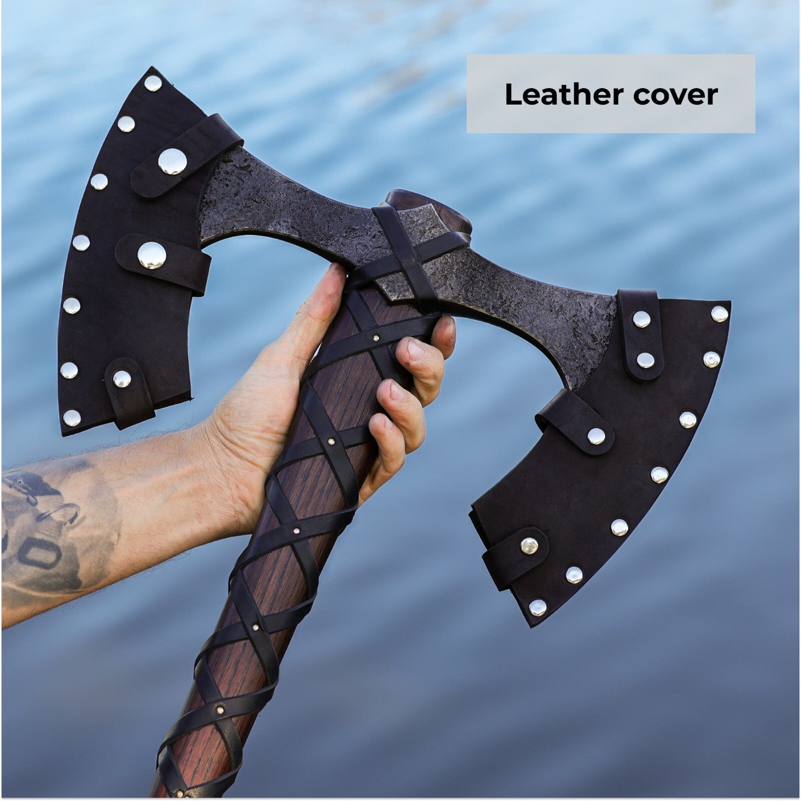 Viking  Double-Edged Battle Axe – Hand-Forged 1066 carbon steel 32.87" 4.18 lb ME-10