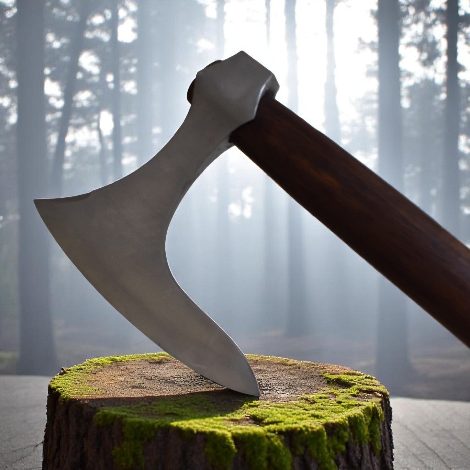 Hand Forged Medieval High Carbon Steel Polish Axe Head With 24inches Wood Handle